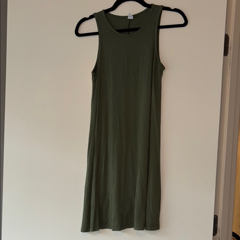 Sleeveless Olive Green Petite Mini Dress